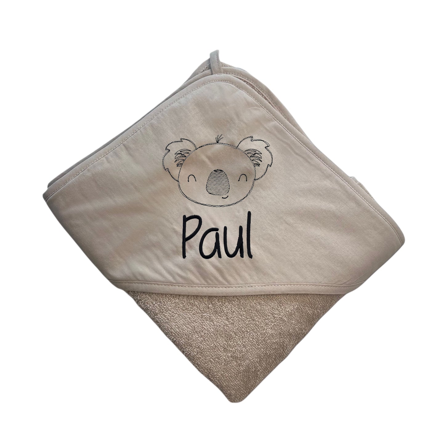 Kapuzenhandtuch mit Name | Koala | Sand