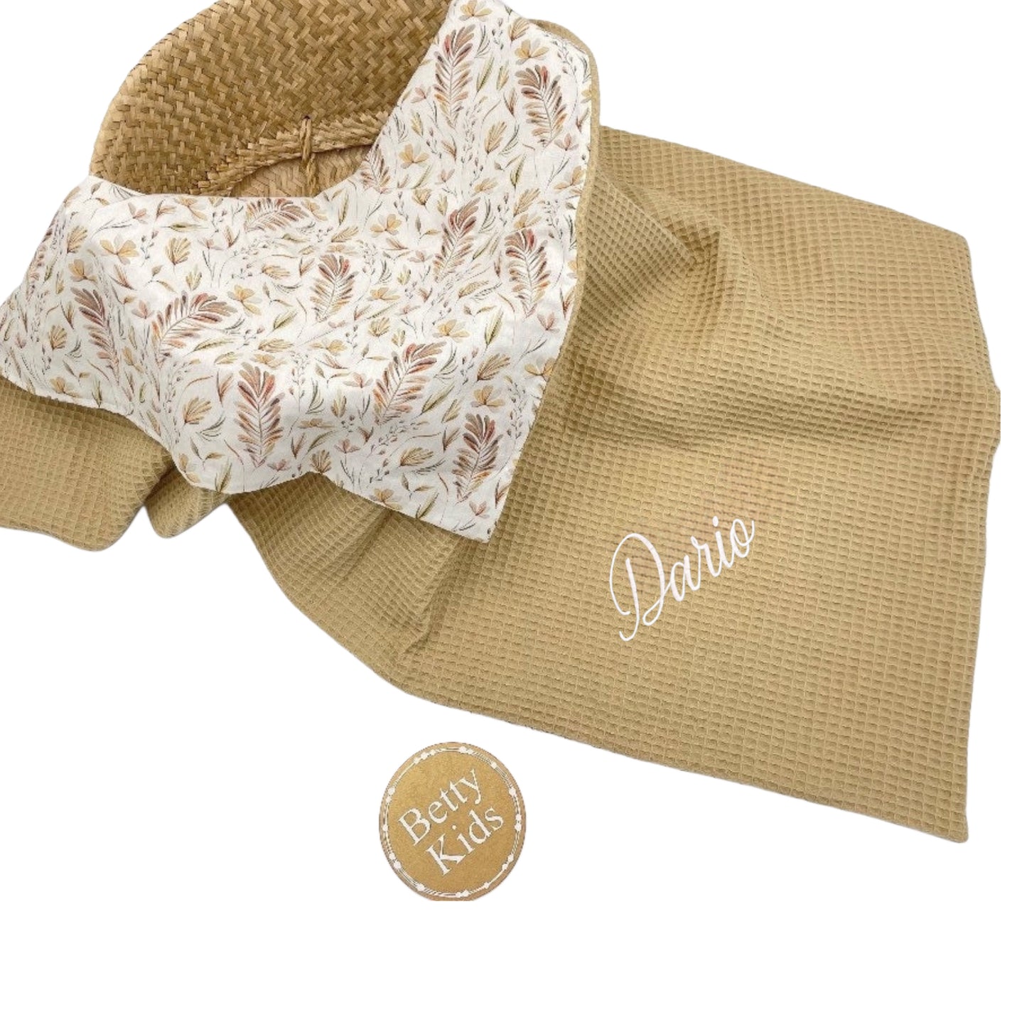 Babydecke mit Name camel, Blätter