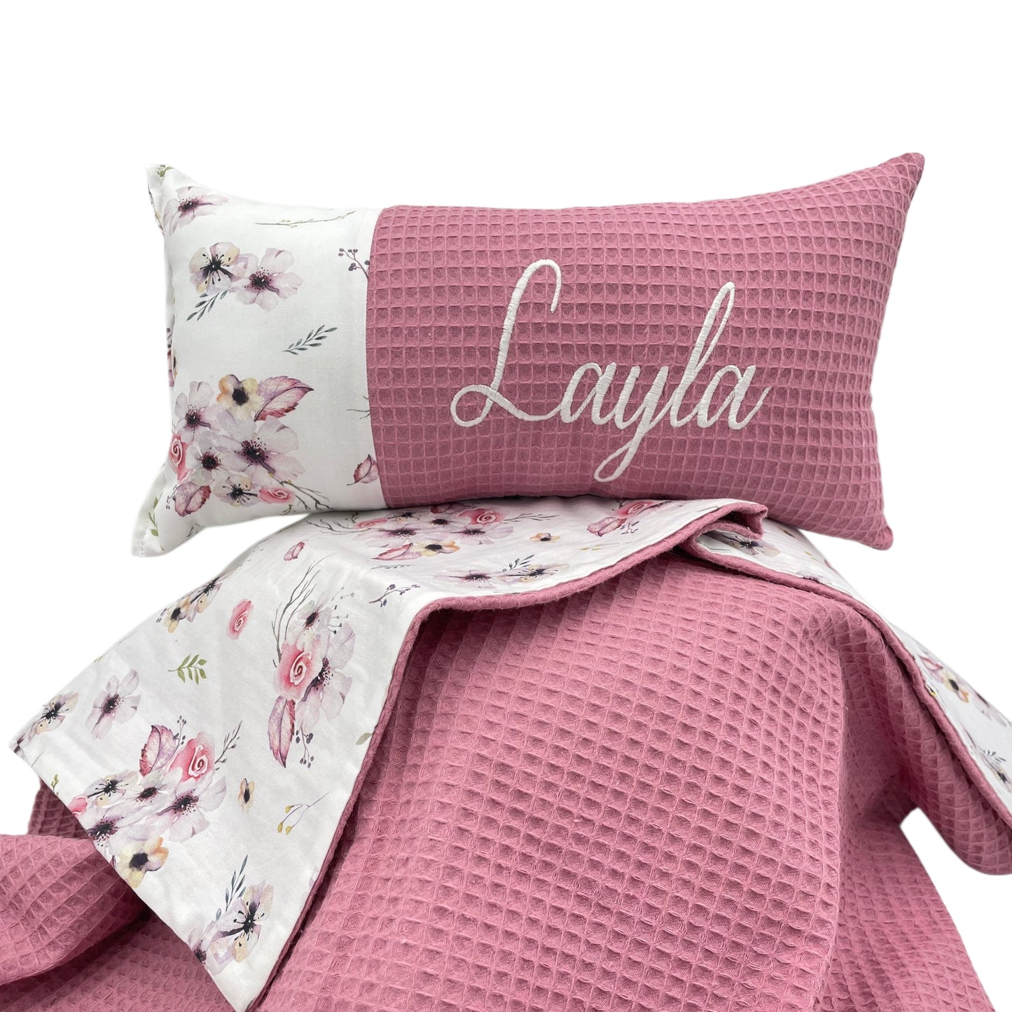 Babydecke mit Name beere, Blumembouquet