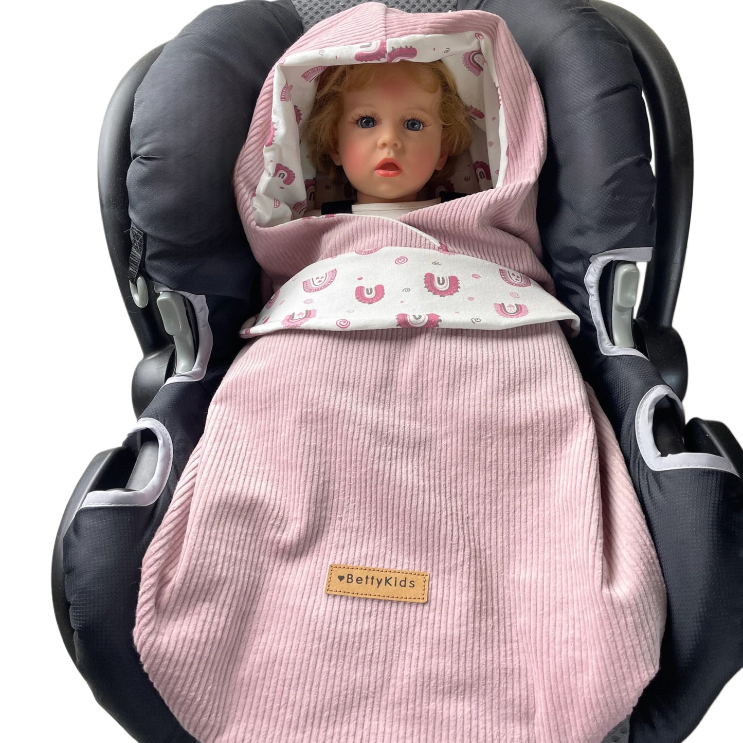 Einschlagdecke für Babyschale Regenbogen l rosa