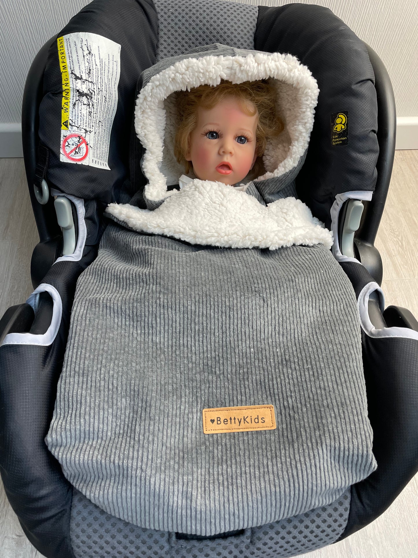 Einschlagdecke für Babyschale grau