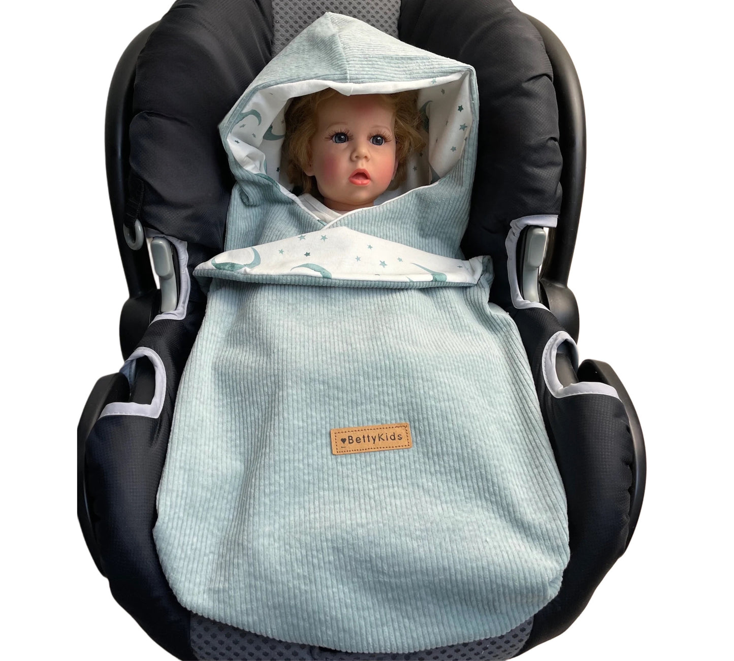 Einschlagdecke für Babyschale Regenbogen l blau