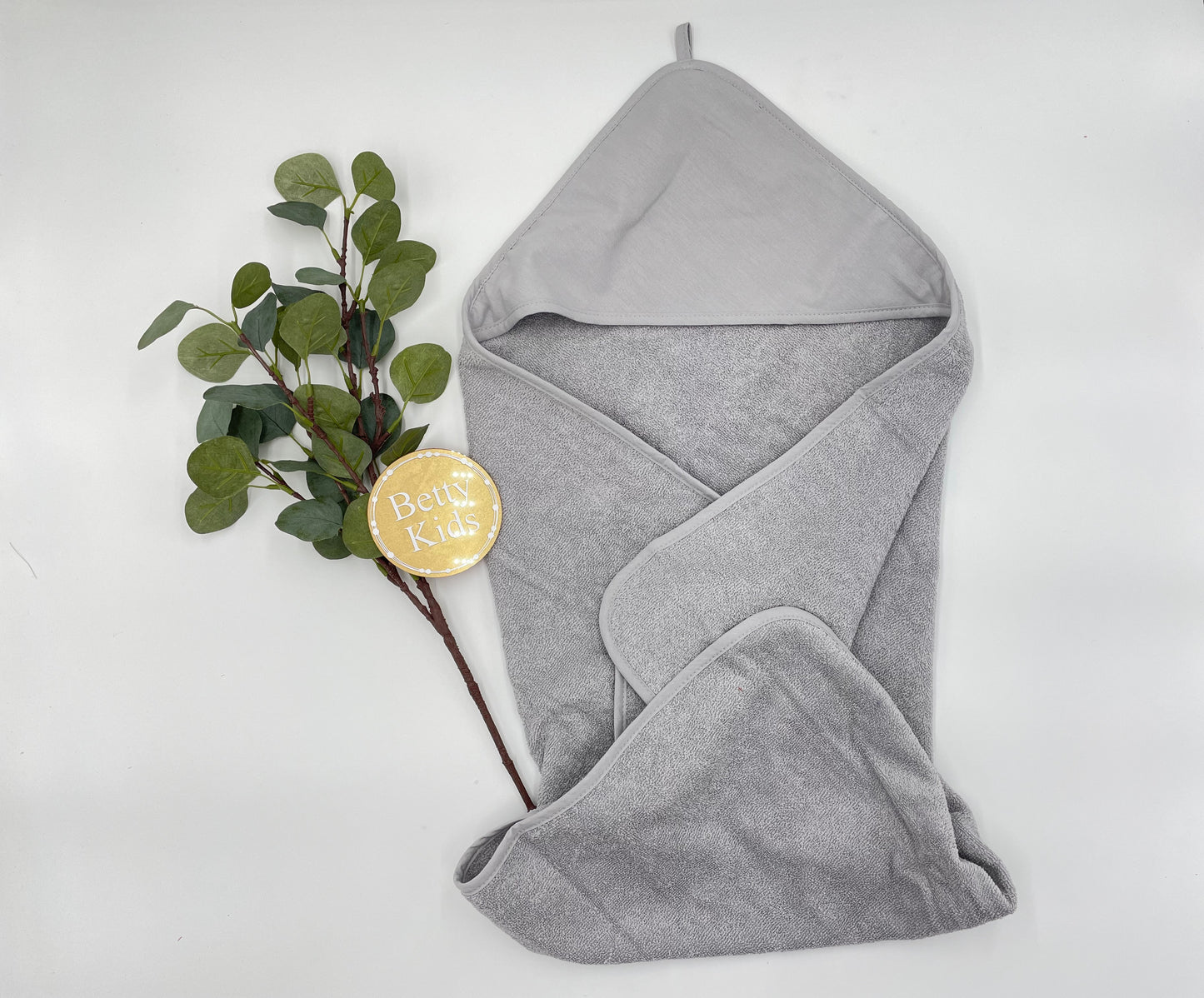 Kapuzenhandtuch mit Name | Boho Bär | grau