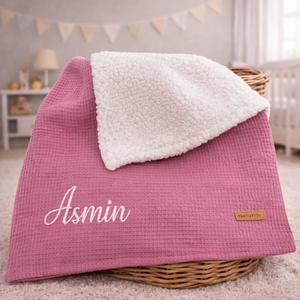 Kuscheldecke Teddy mit Name beere