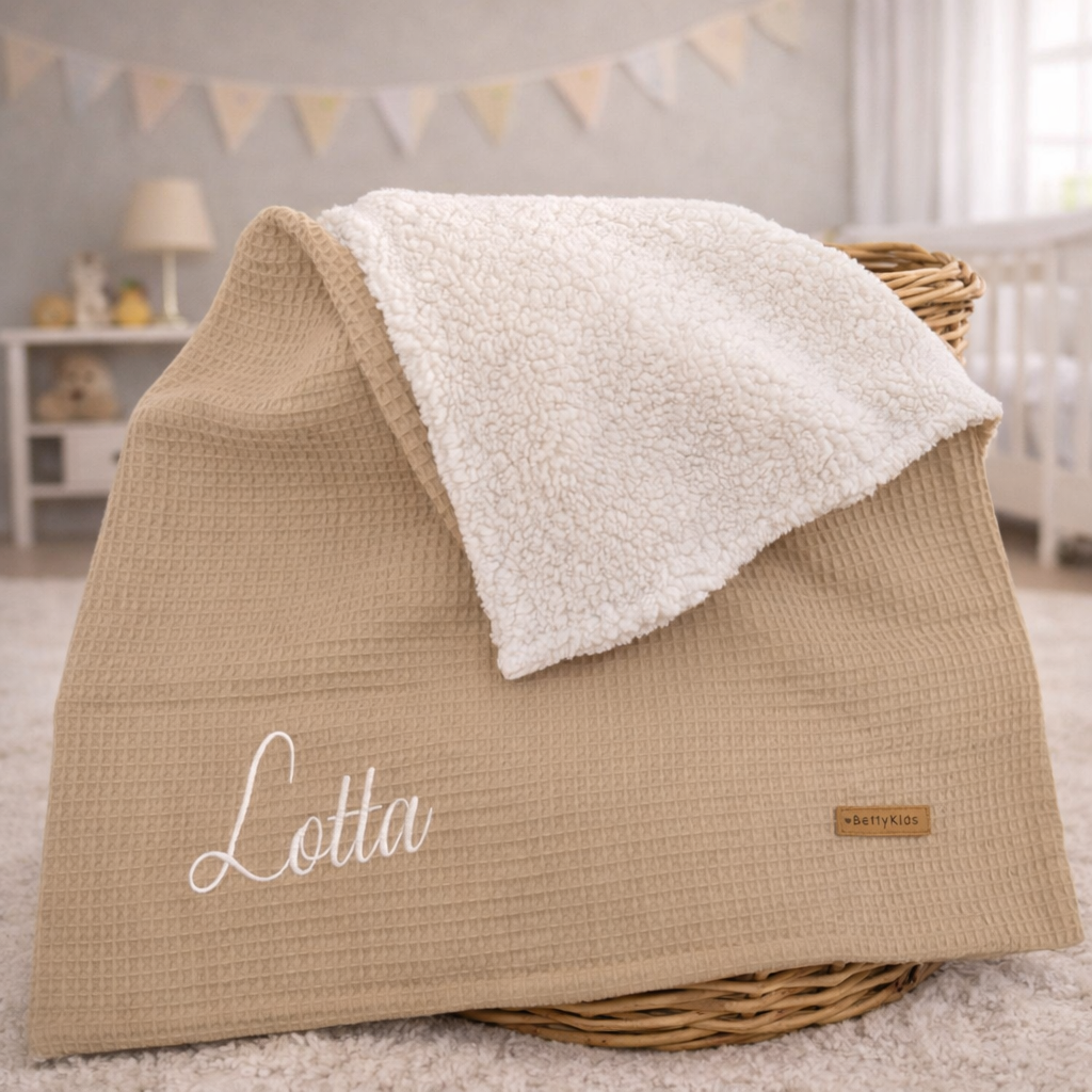 Kuscheldecke Teddy mit Name sand