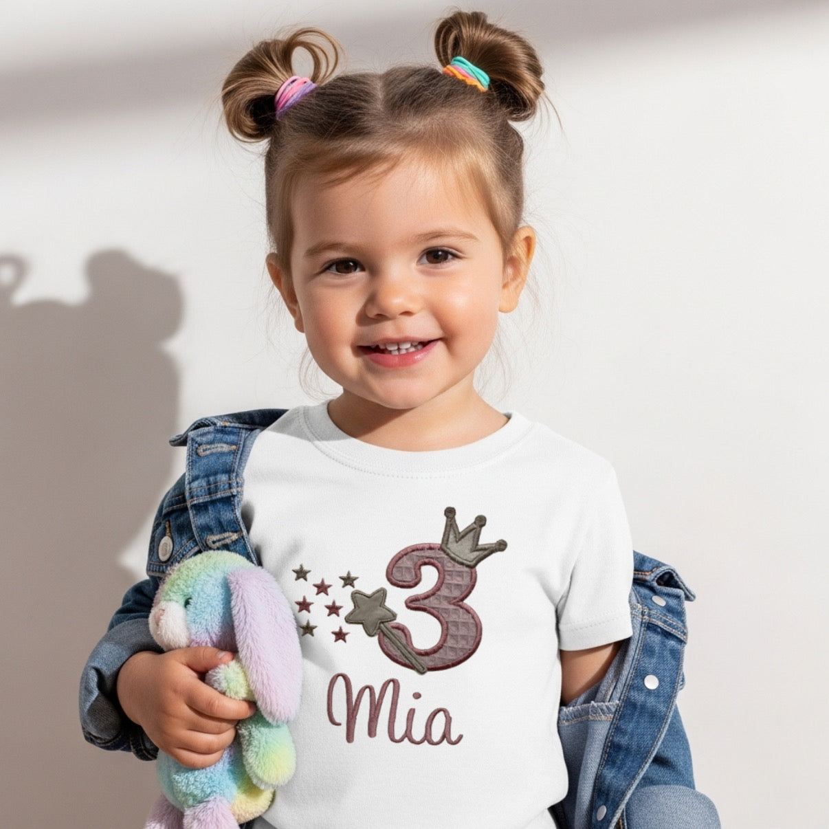 Geburtstags T-Shirt mit Name l rosa Krone