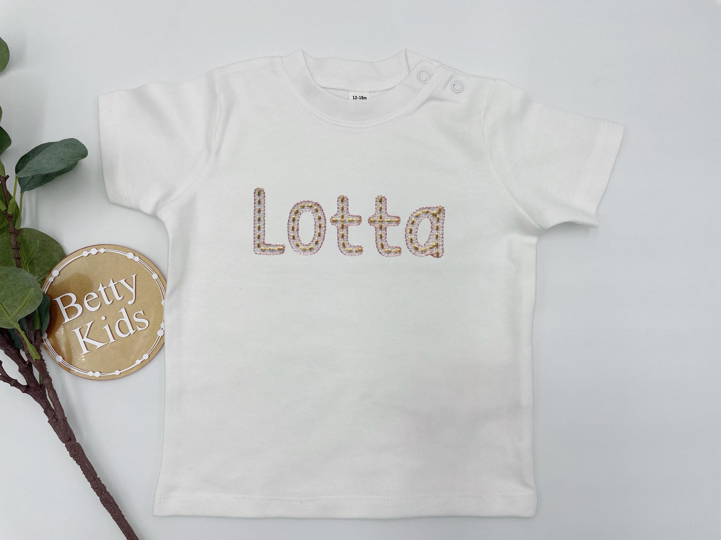 T-shirt mit Namen für Babys und Kleinkinder rosa l gold