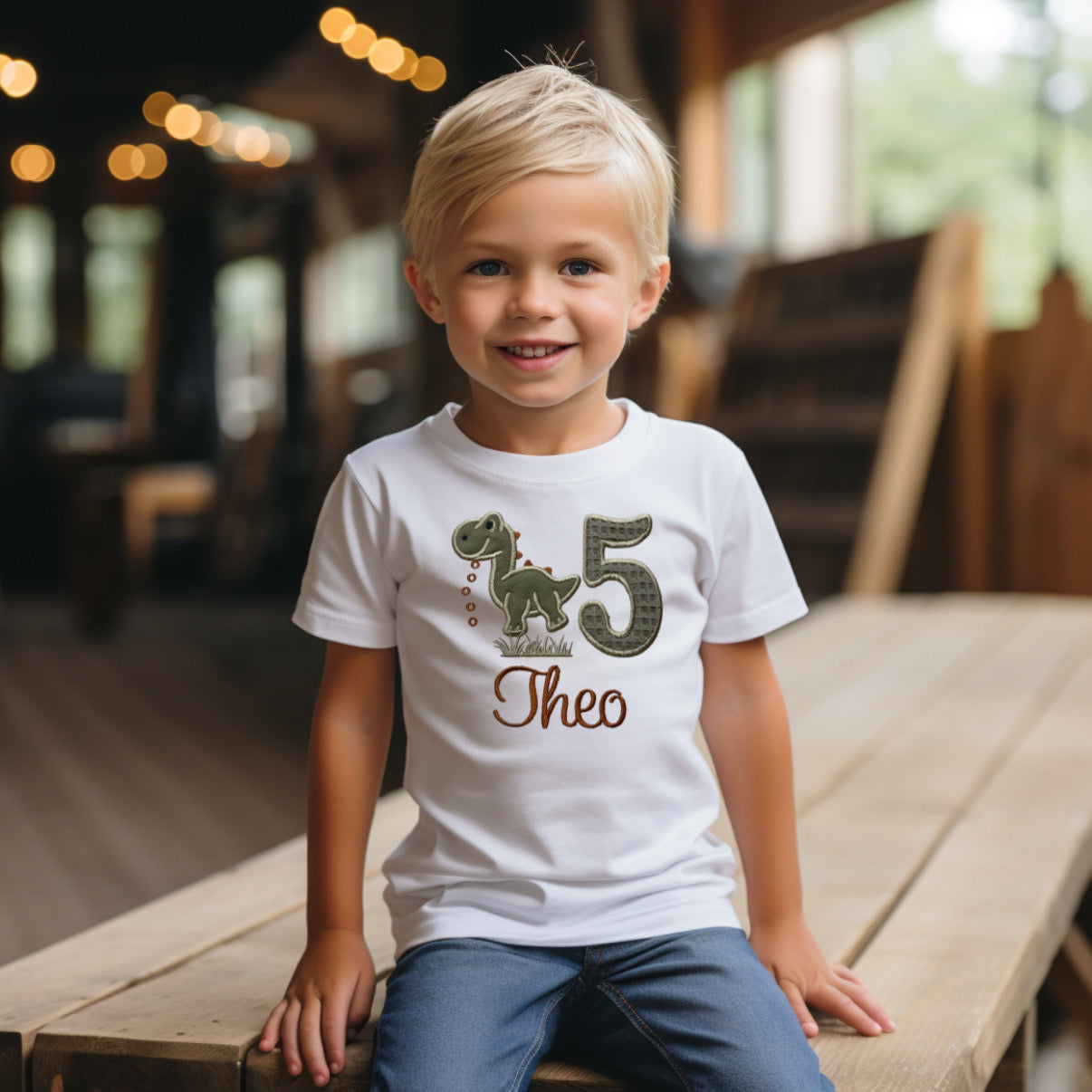 Geburtstags T-Shirt mit Name l grüner Dino