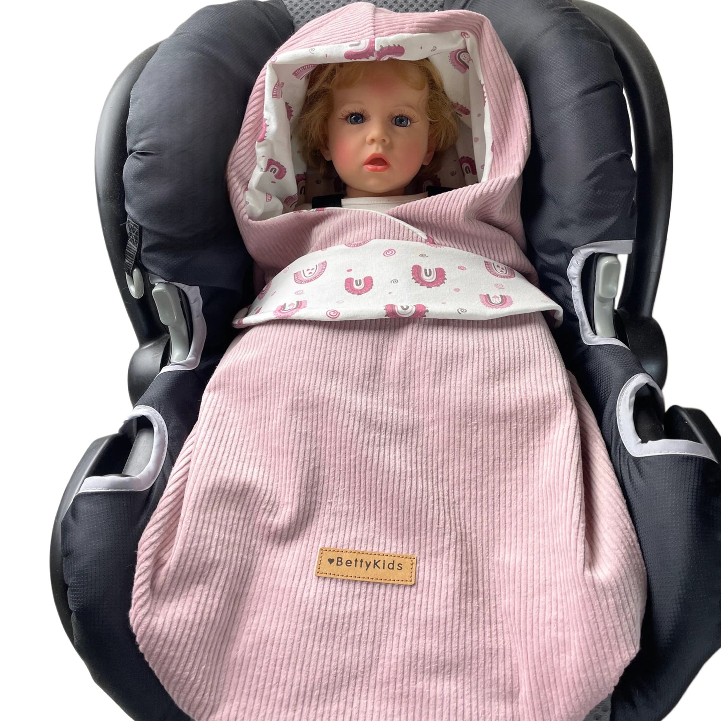 Einschlagdecke  für Babyschale Regenbogen l rosa