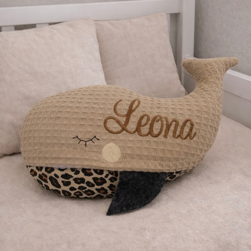 Babydecke  mit Name personalisiert Waffelpique Leo, Leoprint
