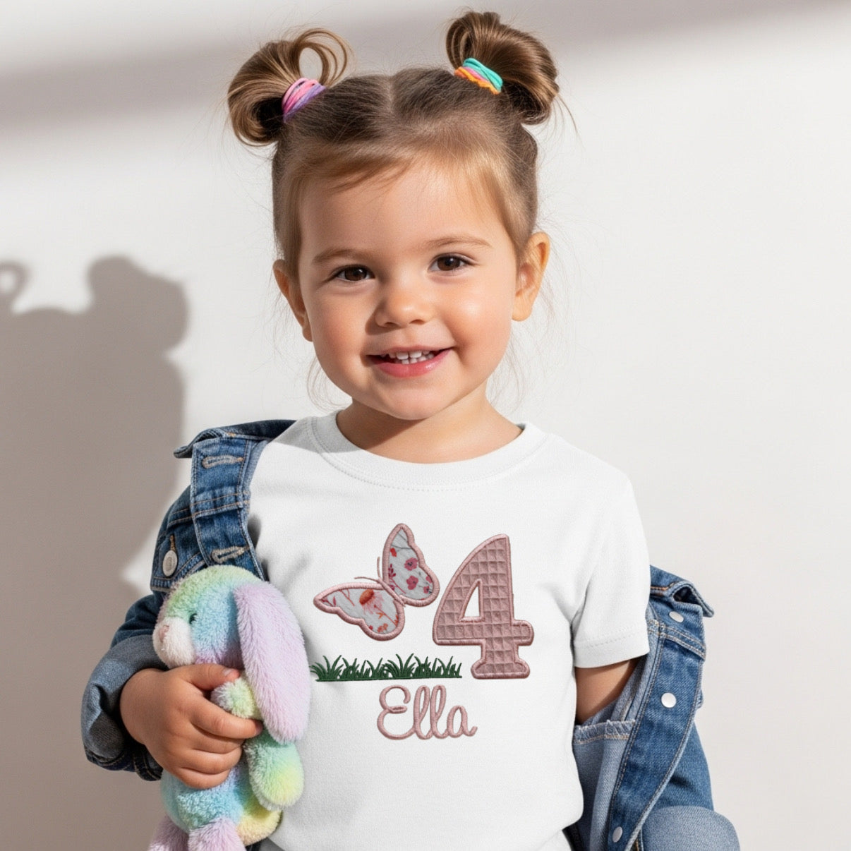 Geburtstags T-Shirt mit Name l rosa Schmetterling