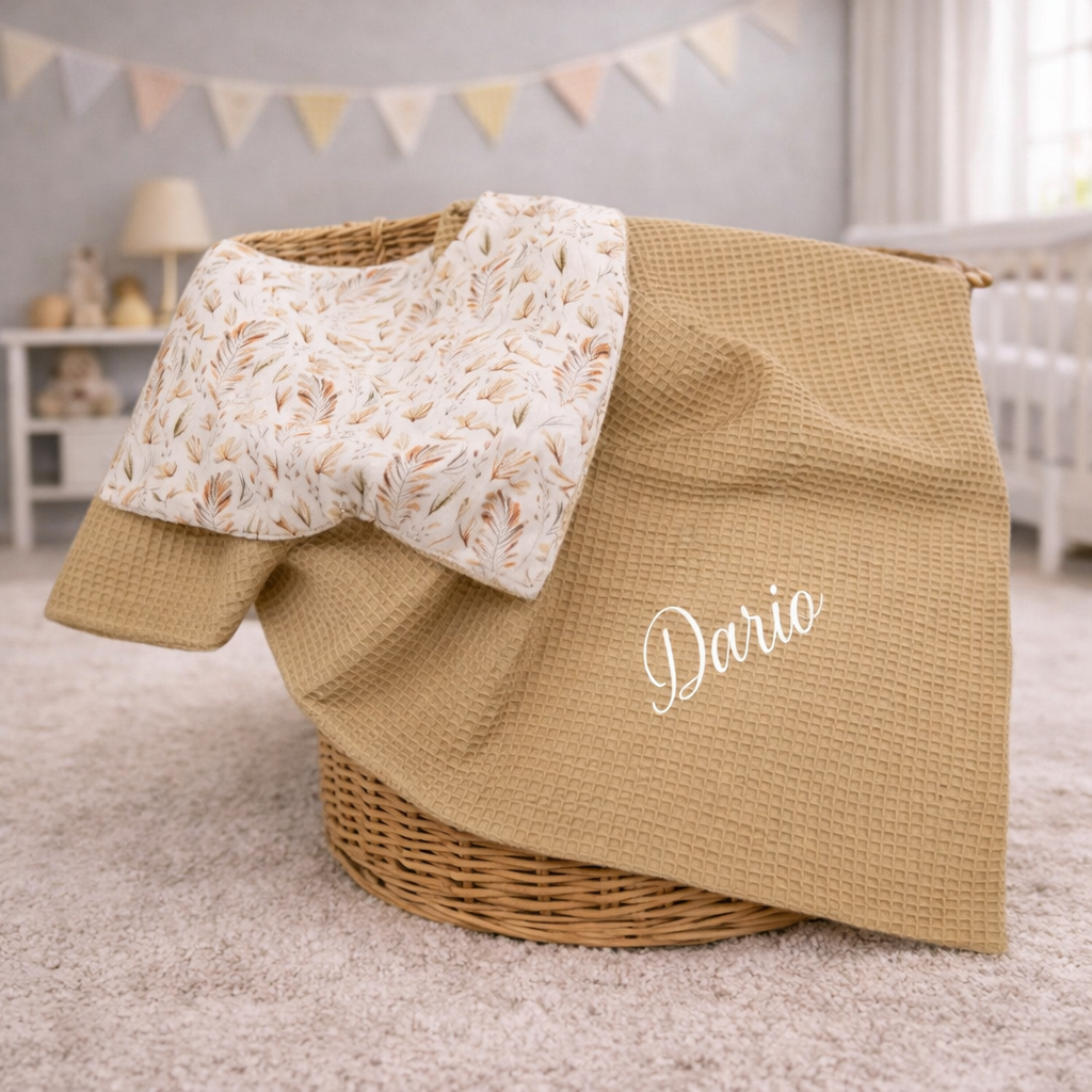 Babydecke  mit Name camel, Blätter