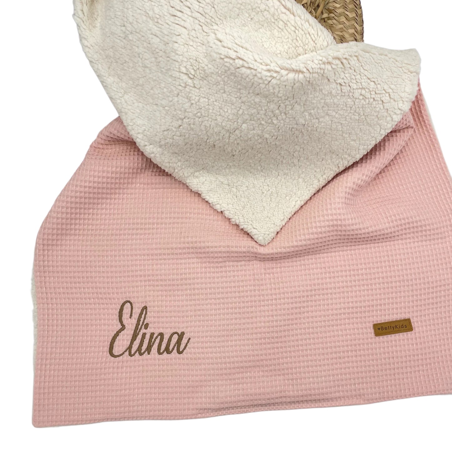 Kuscheldecke Teddy mit Name rosa