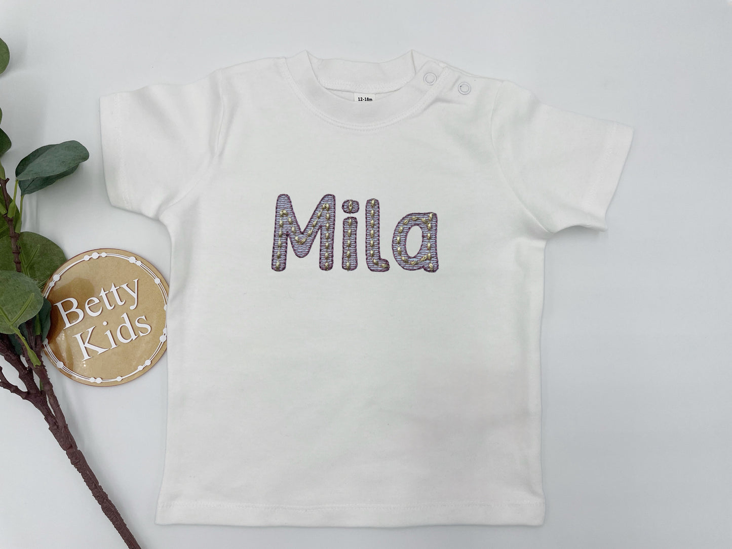 T-shirt mit Namen für Babys und Kleinkinder beere l gold