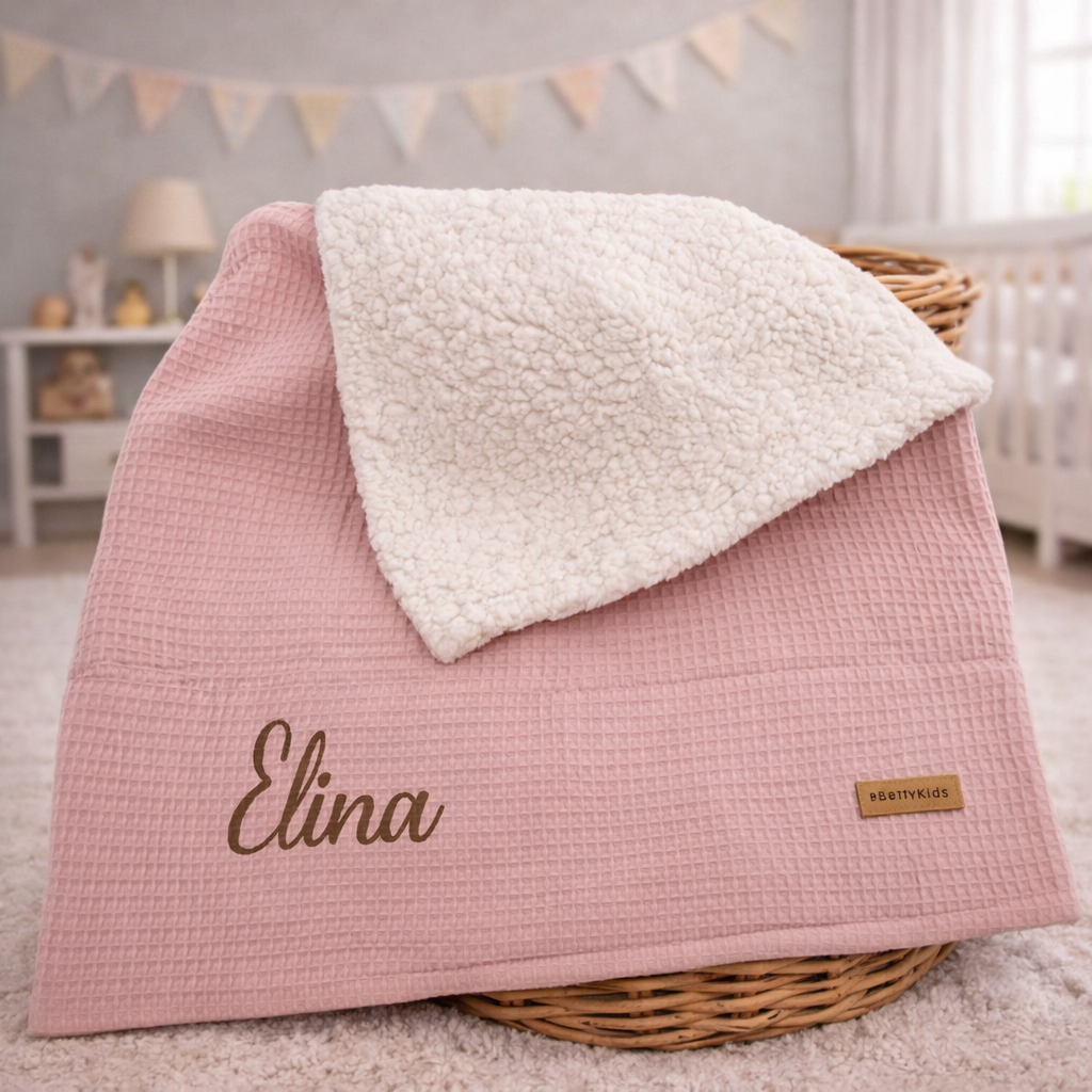 Kuscheldecke Teddy mit Name rosa