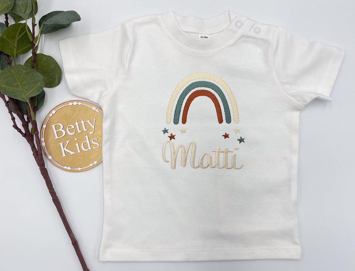 T-shirt mit Name, Regenbogen für Baby und Kleinkinder