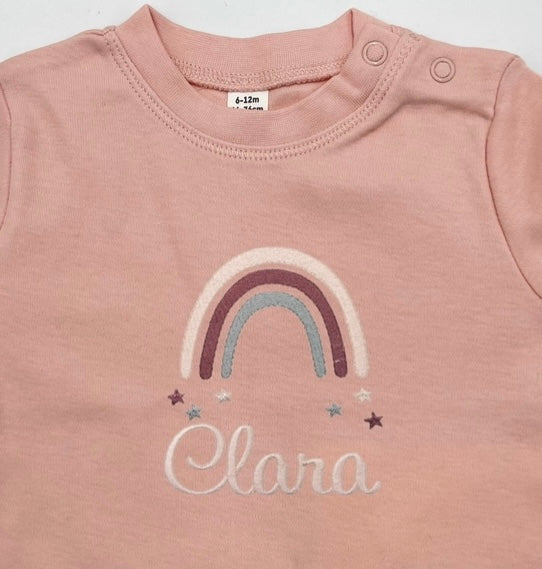 T-Shirt mit Name für Babys, Regenbogen